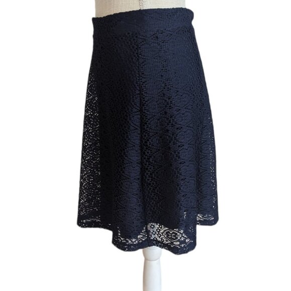 Zara Basic Navy Blue Crochet Lace A-Line Circle Skirt - Picture 3 of 4